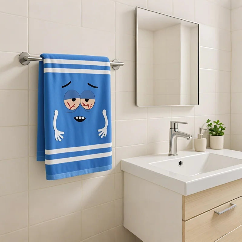Cartoon Towelie Hand Towel – Quick-Dry Polyester Dish Cloth for Kitchen Bathroom