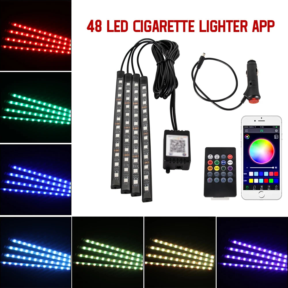 RGB LED Car Interior Light – Wireless Music Control for Auto Atmosphere