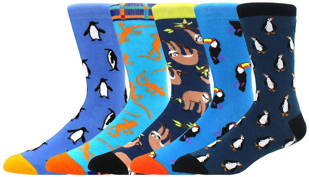 Cotton Novelty Crew Socks – Colorful Animal Print for Casual Halloween Wear