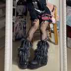 Faux Fur Leg Warmers – Lolita Harajuku Style Boot Covers for Winter Cosplay