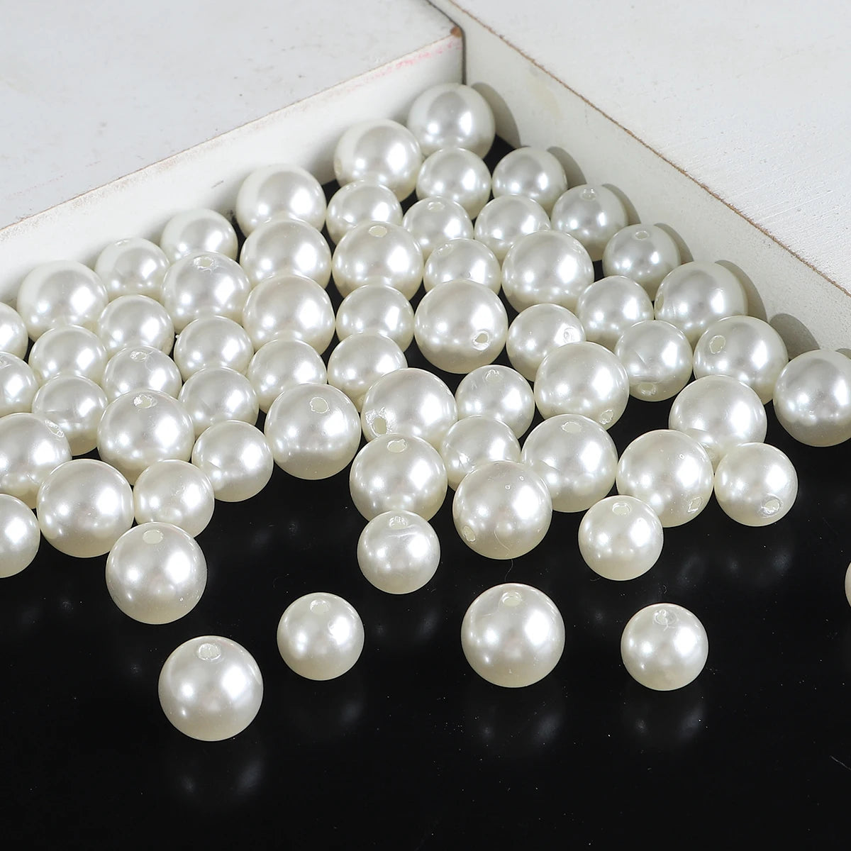 Beige ABS Imitation Pearl Beads – 3-20mm Round Spacer for Jewelry DIY Crafting