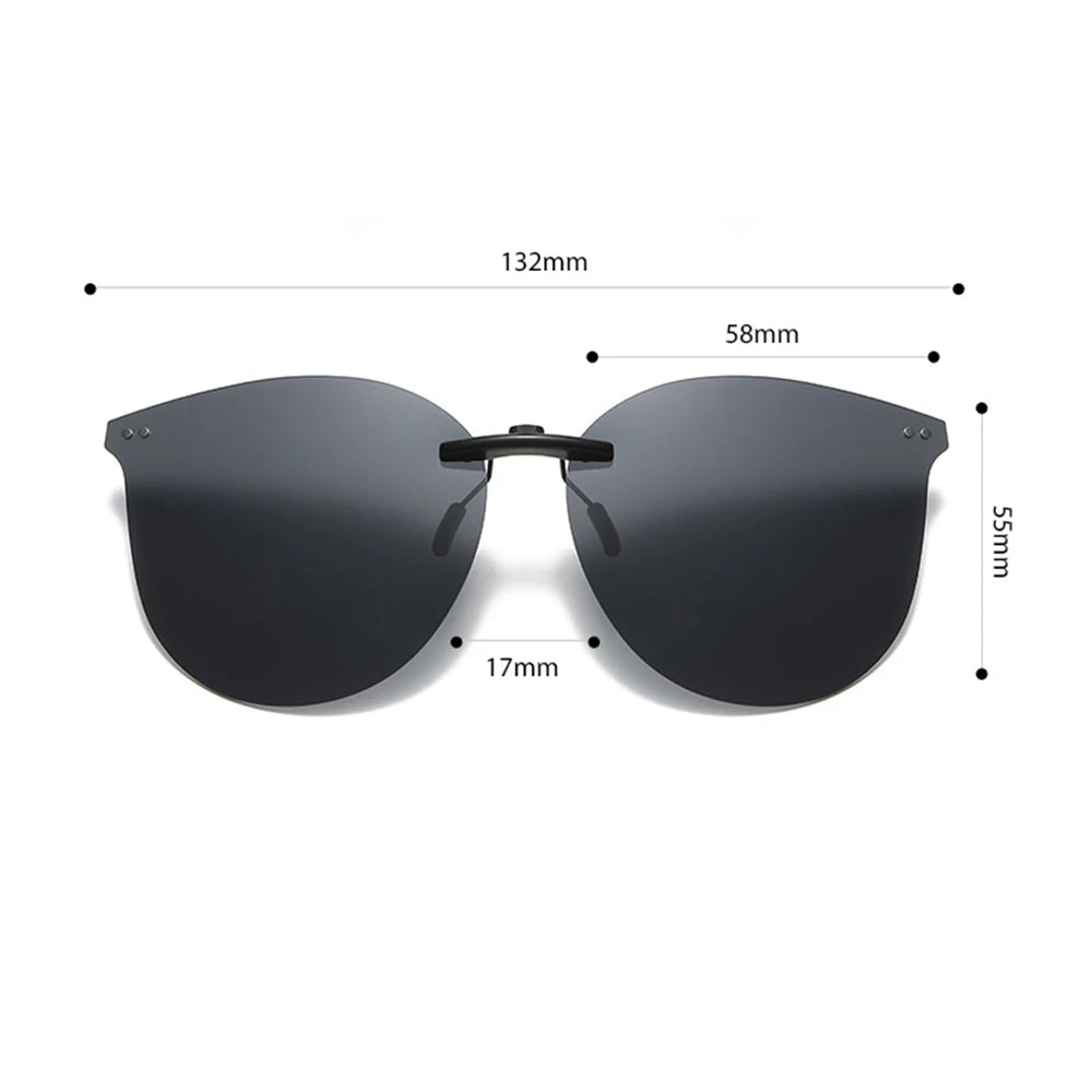 Polarized Flip-Up Square Sunglasses – Aluminum Clip-On for Myopia Glasses
