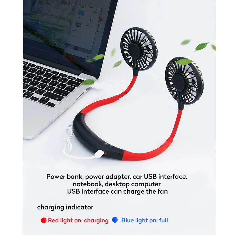 Rechargeable Neck Fan – Portable 3-Speed Hands-Free Cooling for Sports
