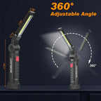 Rechargeable Magnetic Work Light – 360 Rotating Flashlight for Repair Camping