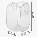 Mesh Foldable Laundry Basket – Minimalist Monochrome Hamper for Bathroom