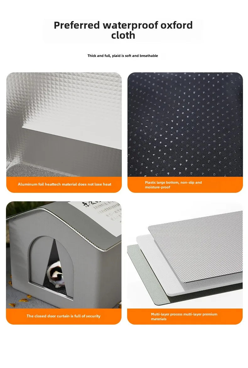 Waterproof Outdoor Pet House – Foldable Winter Cave for Small Dogs and Cats