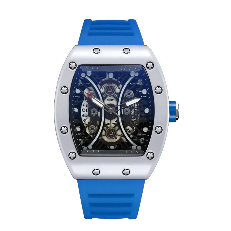 Luminous Tonneau Men's Watch – Luxury Sport Calendar Wristwatch for Daily Wear