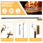 Brass Bristle Pizza Oven Brush – Long Wooden Handle for Kitchen Grill Cleaning