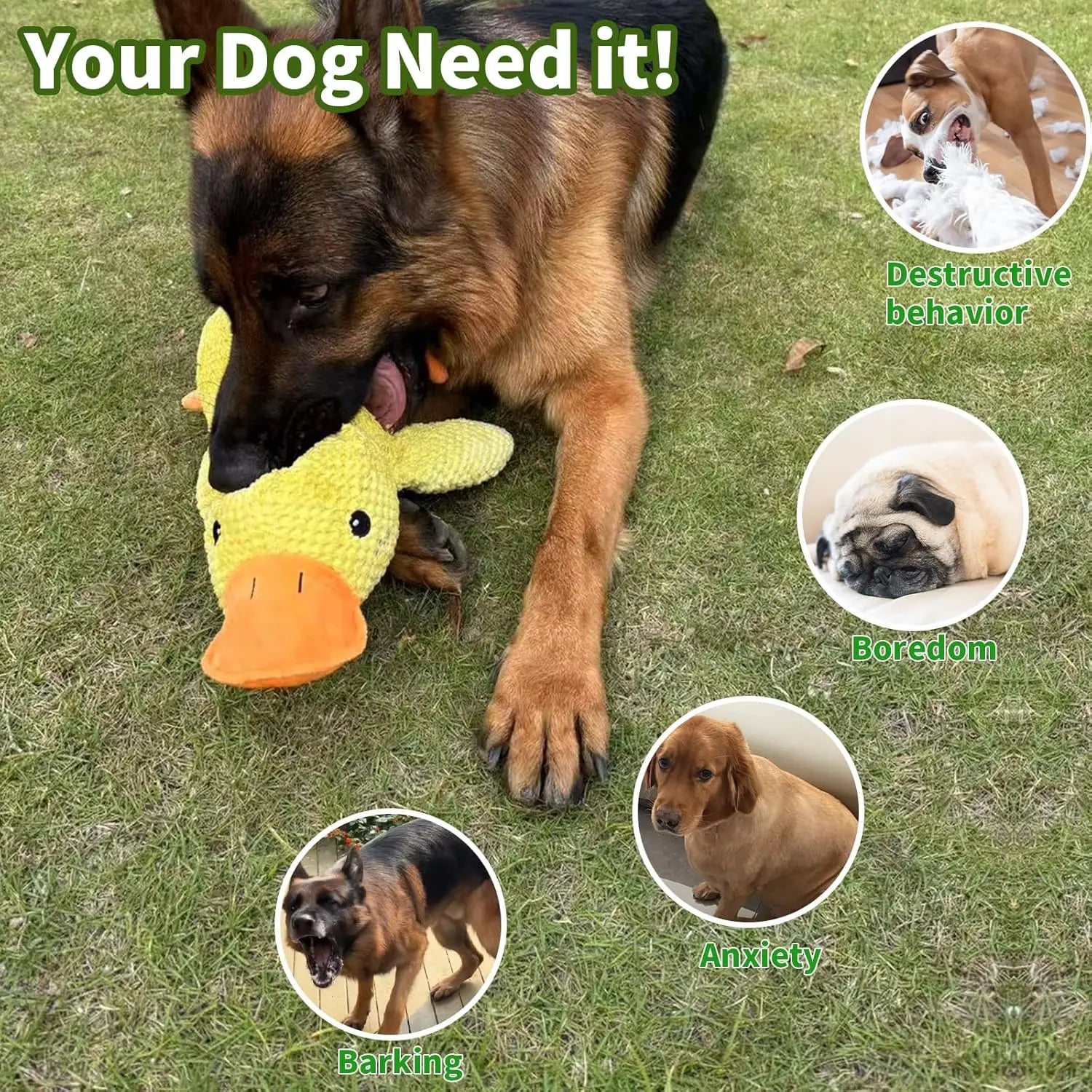 Duck Dog Toy – Chew Resistant Plush for Small and Large Dogs