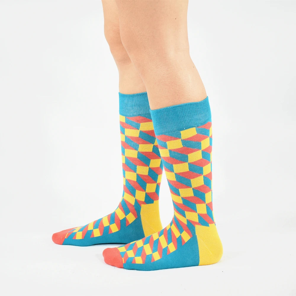 Colorful Cotton Crew Socks – Patterned Funny Dress Fashion for Men