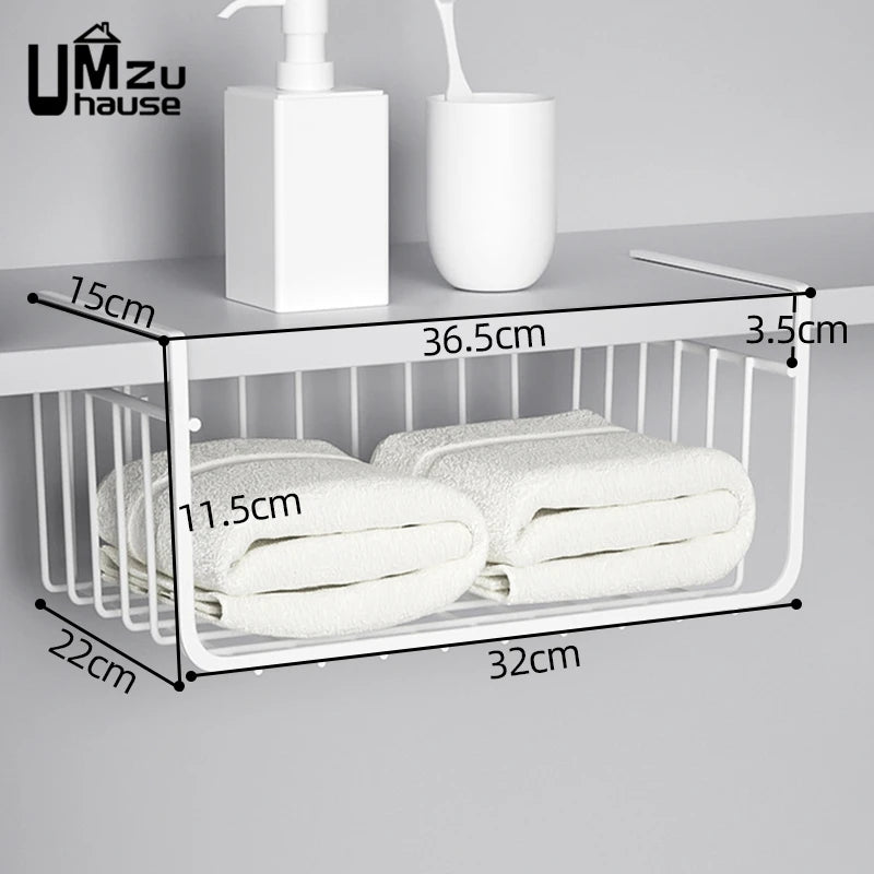 Iron Under Cabinet Hanging Baskets – Heavy Duty Storage for Kitchen Pantry