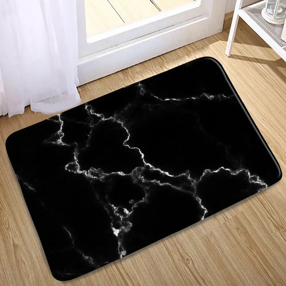 Abstract Marble Bath Mat Set – Geometric Non-slip Rugs for Bathroom Decor