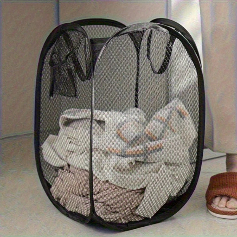 Collapsible Mesh Laundry Basket – Portable Hamper for Clothes and Toys