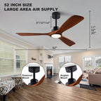 Wood Ceiling Fan with Remote – Quiet DC Motor for Living Room Home Decor
