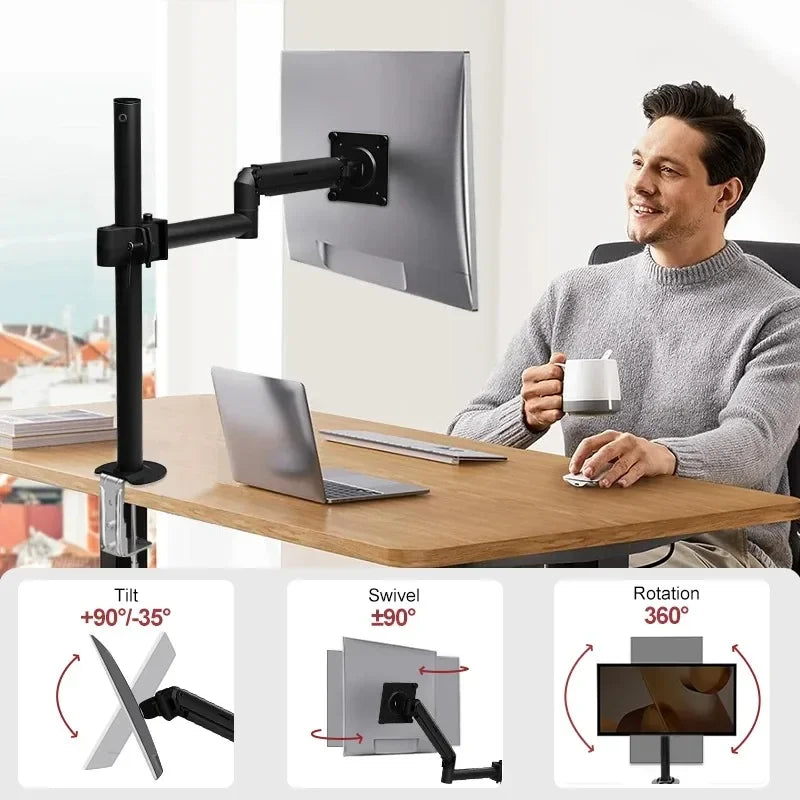 Adjustable Single Monitor Stand – 17 to 32 Inch Desktop Mount for PC Setup