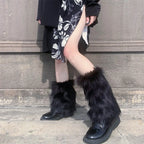 Faux Fur Leg Warmers – Lolita Harajuku Style Boot Covers for Winter Cosplay