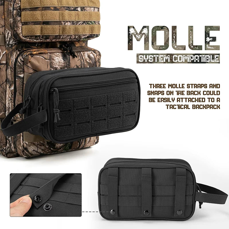 Tactical Waterproof Toiletry Bag – Molle Dopp Kit for Travel and Outdoors