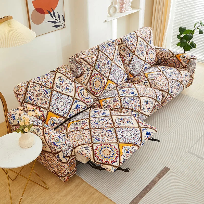 Printed Elastic Recliner Cover – Stretch Slipcover for Living Room Furniture