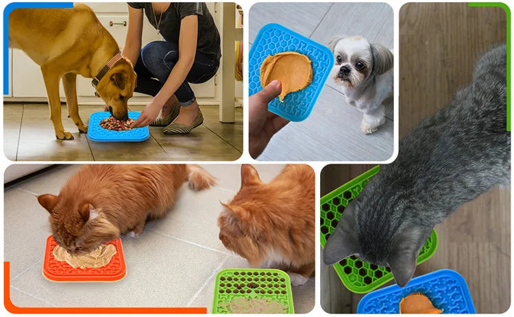 Silicone Slow Feeder Mat – Anti-Choking Pet Licking Bowl for Bath and Grooming