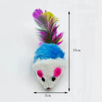 Plush Mouse Cat Toy – Durable Feather Teaser for Interactive Pet Play