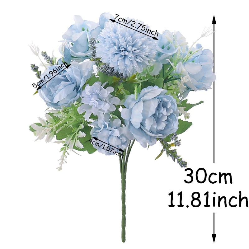 Silk Peony and Hydrangea Bouquet – Artificial Floral Decor for Wedding Home