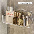 Transparent PET Storage Rack – Adhesive Wall Mounted Shelf for Bathroom Kitchen