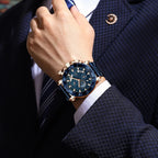 Stainless Steel Chronograph Watch – Luminous Waterproof Quartz for Men
