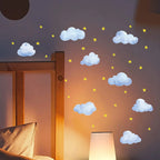 Luminous Cloud and Star Wall Stickers – Glow in the Dark Nursery Decor