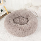 Plush Donut Dog Bed – Large Round Fluffy Kennel for Winter Pet Comfort
