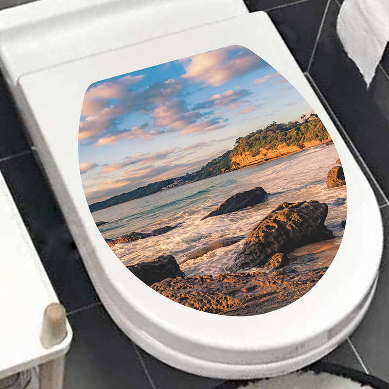 Decorative Toilet Seat Decal – Underwater Sea Shell Art for Bathroom Decor