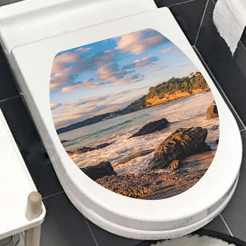Decorative Toilet Seat Decal – Underwater Sea Shell Art for Bathroom Decor