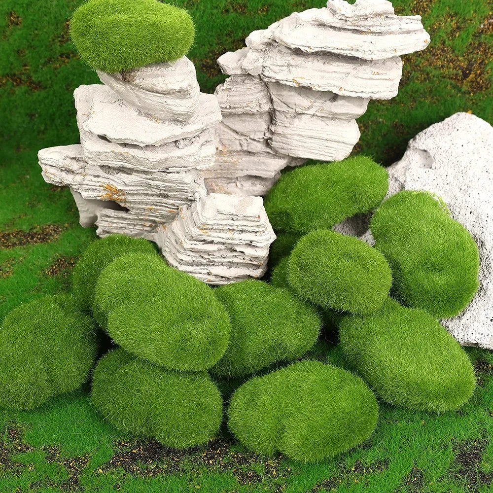 Artificial Foam Moss Stones – Decorative Green Rocks for Micro Landscapes