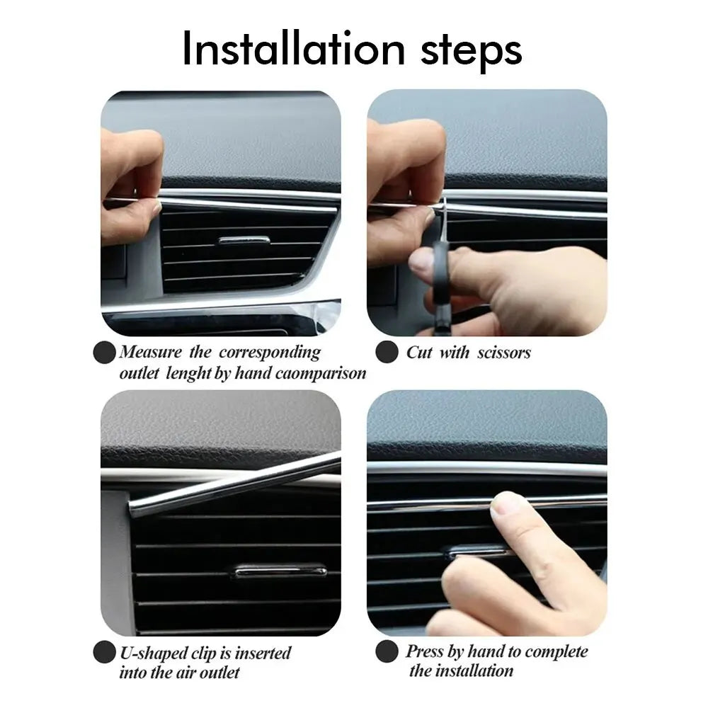 U-Shaped Car Air Vent Trim Strips – Decorative Interior Moulding for Auto Styling