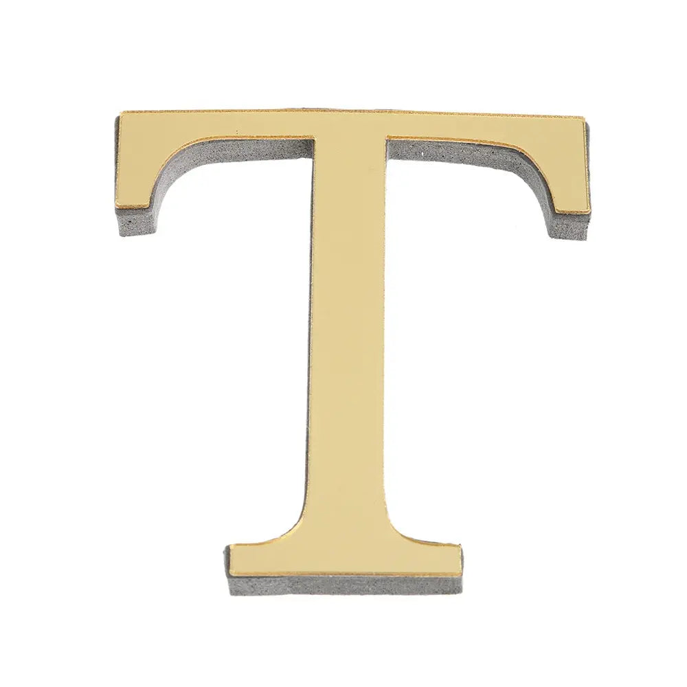 3D Gold Acrylic Letter Wall Stickers – Self-Adhesive Alphabet Home Decor