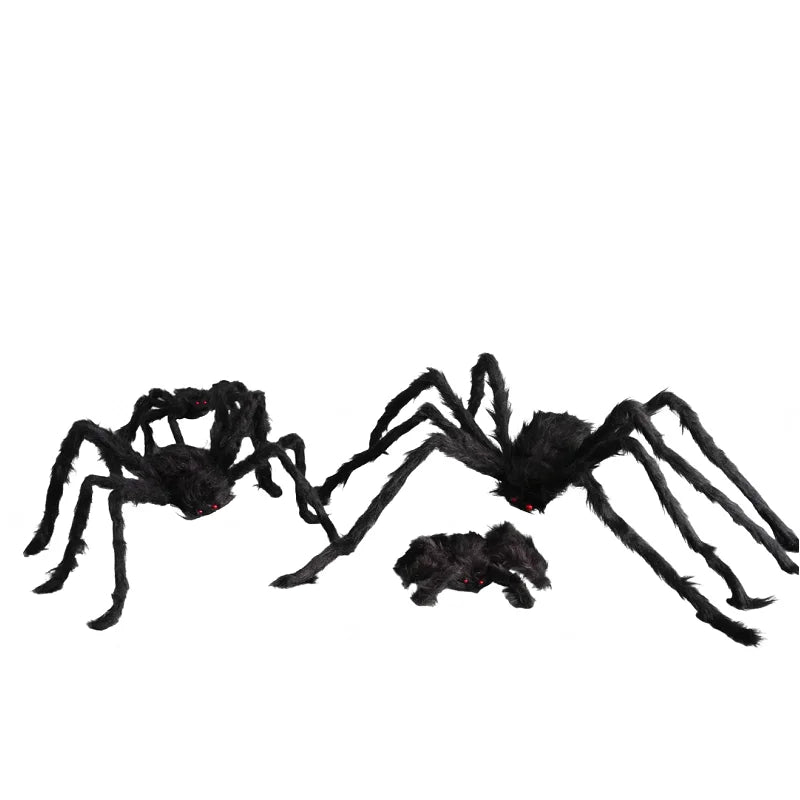 Giant Plush Spider Decoration – 30-200cm Horror Prop for Halloween Party