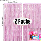 Metallic Foil Tinsel Fringe Curtains – Silver Backdrop for Party Decoration