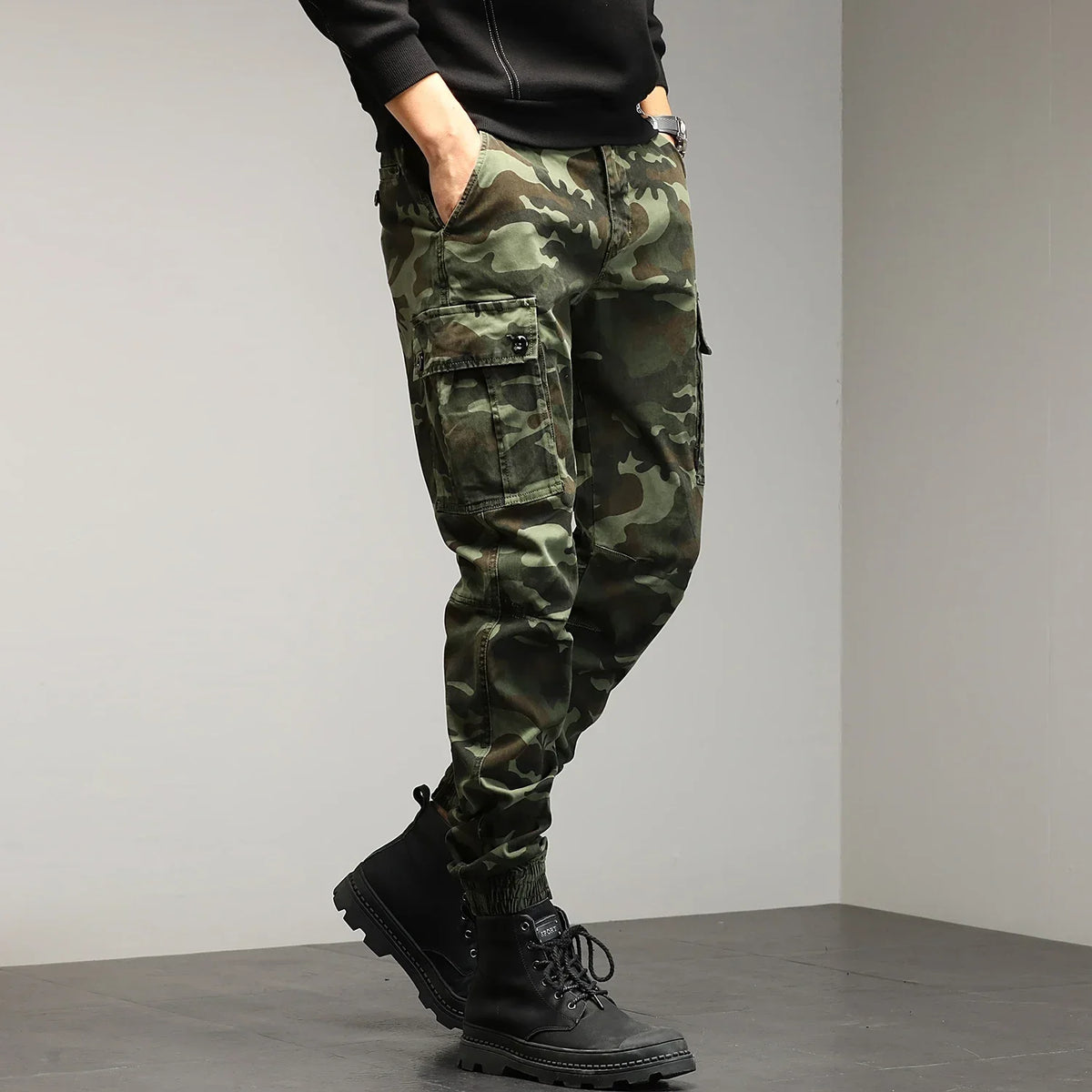 Mens Cotton Camouflage Cargo Pants – Outdoor Trousers for Hiking Workwear