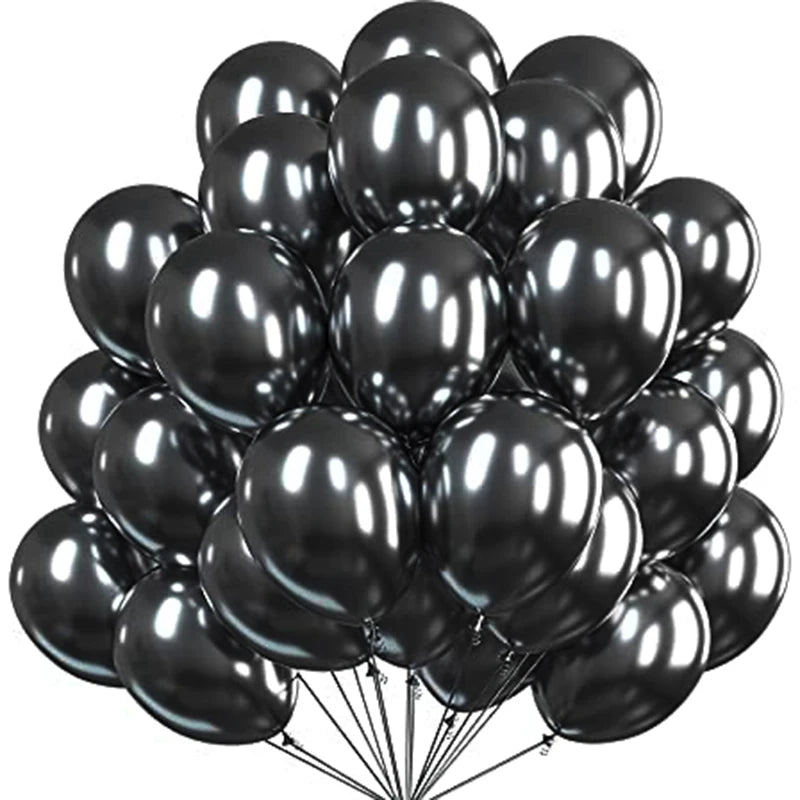 12-Inch Round Metallic Confetti Balloons – Latex Party Decor for Anniversaries