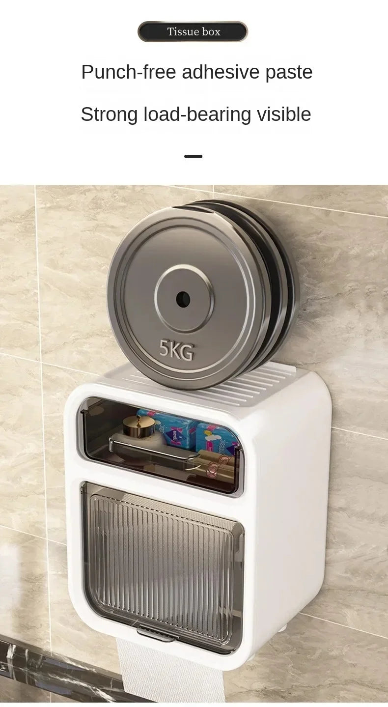Wall Mounted Toilet Paper Holder – Double Layer Storage for Bathroom Organization