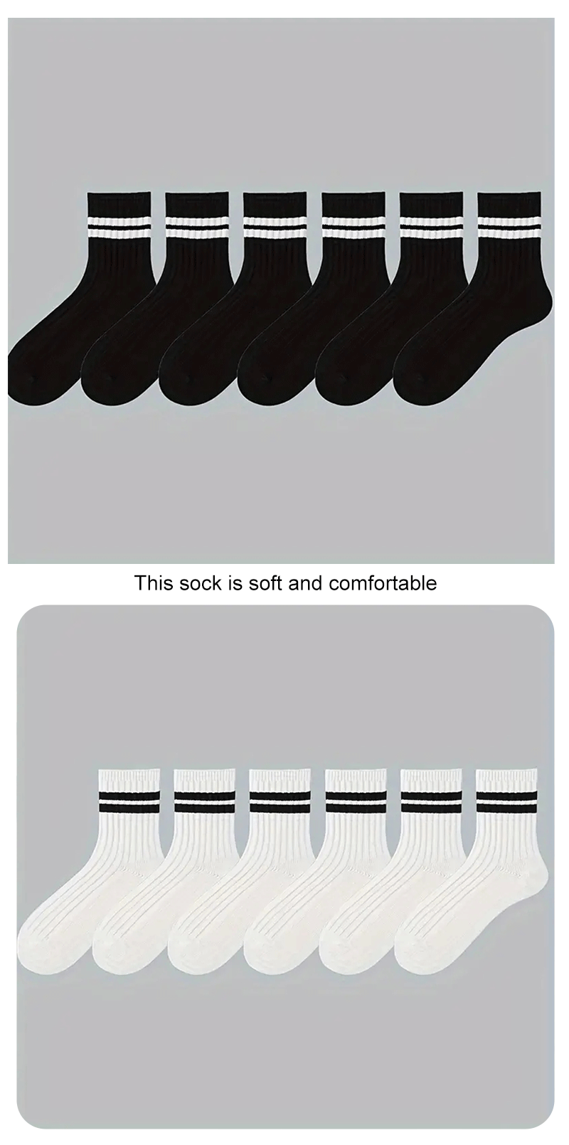Striped Mid Tube Socks – Breathable Cotton Casual Footwear for Men