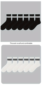 Striped Mid Tube Socks – Breathable Cotton Casual Footwear for Men