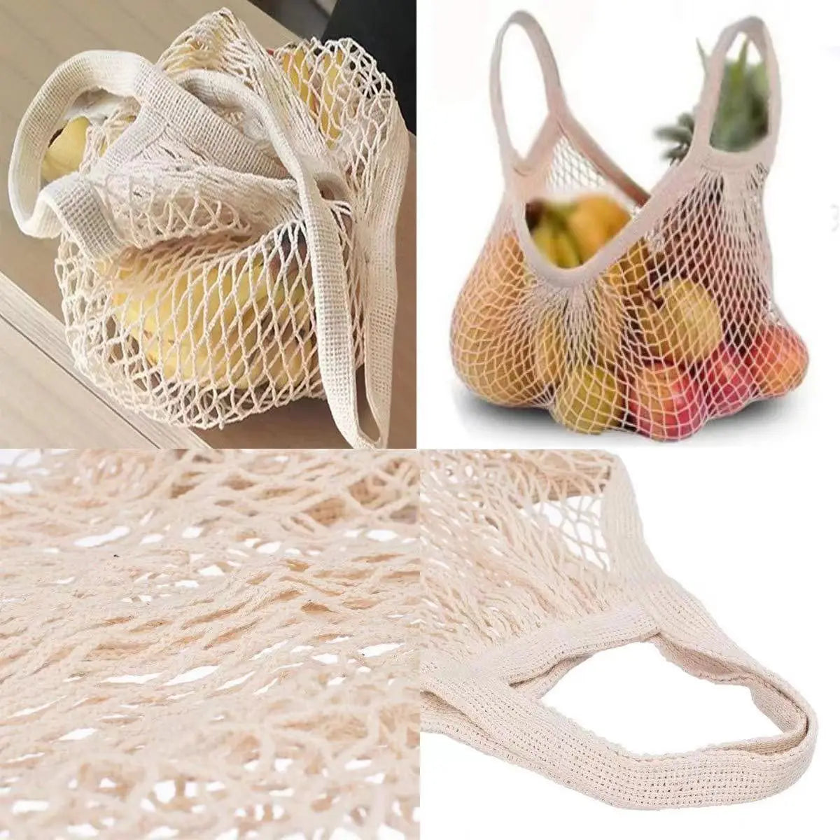 Reusable Cotton Mesh Tote Bag – Eco-Friendly Produce Storage for Grocery Shopping