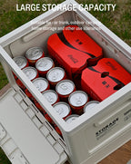 Folding Storage Box – Wooden Lid for Camping and Car Trunk Organization