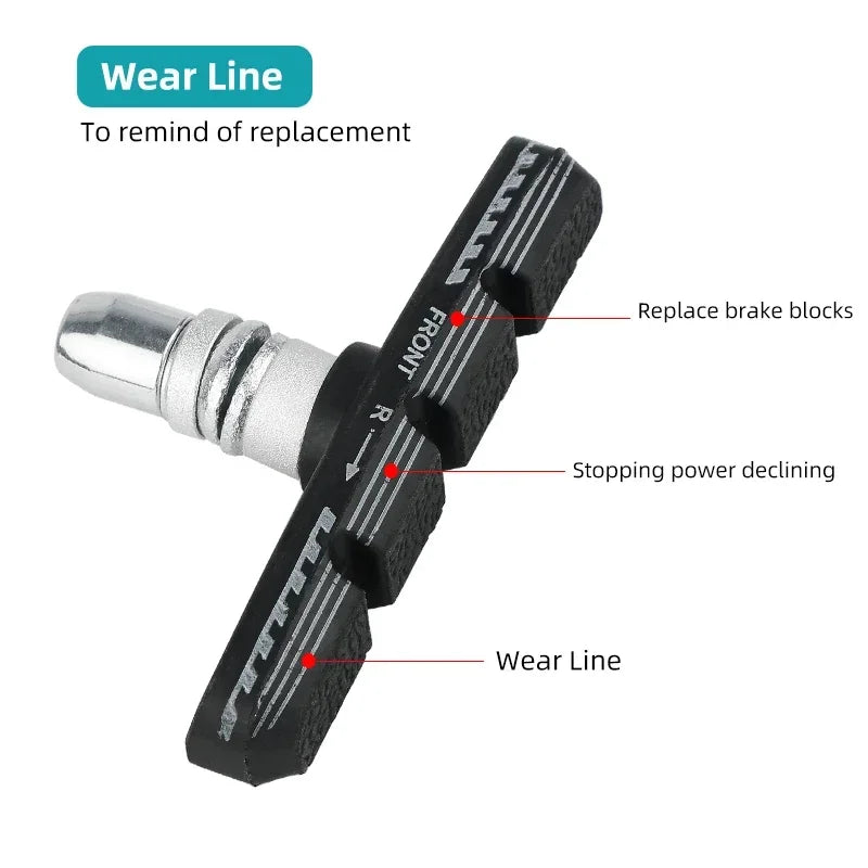 70mm V-Brake Pads – Threaded Linear Pull Shoes for Mountain Biking