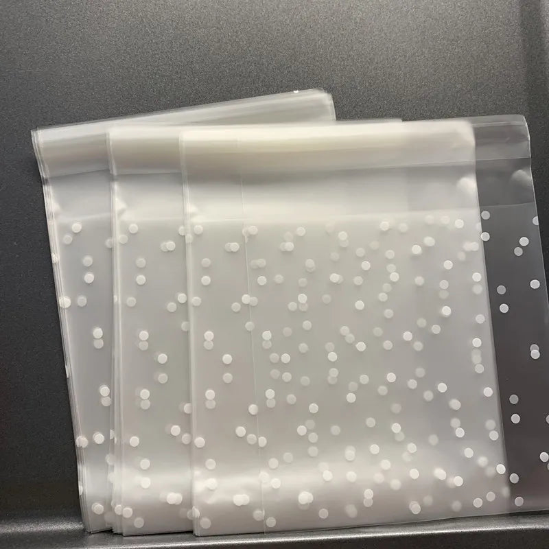 Frosted Dot Transparent Bags – 100pcs Assorted Sizes for Party Favors