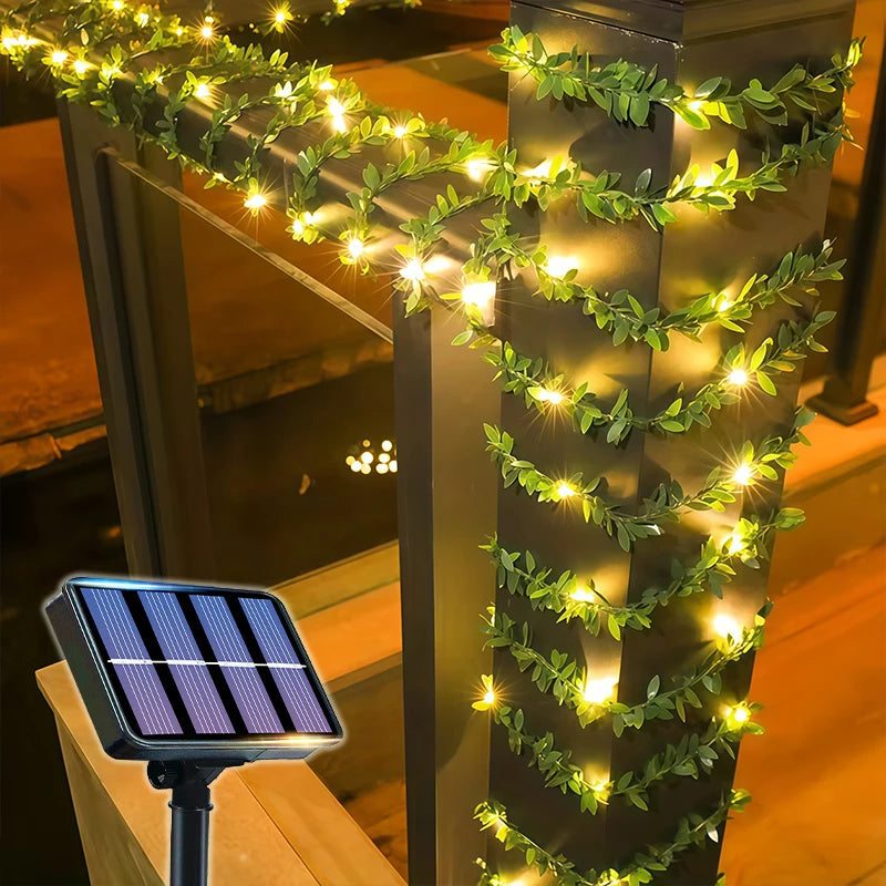 Solar LED Fairy Lights – Artificial Ivy Leaves for Garden Decoration