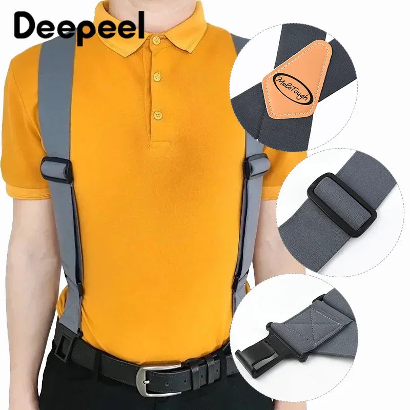 Elastic X-Type Suspenders – Adjustable Wide Braces for Men's Work and Formal