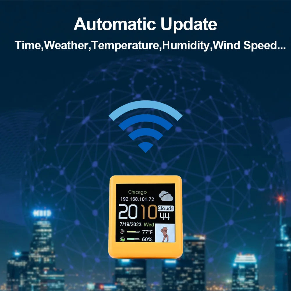 Smart Wifi Weather Station – Portable Digital Humidity and Temp Clock for Desk