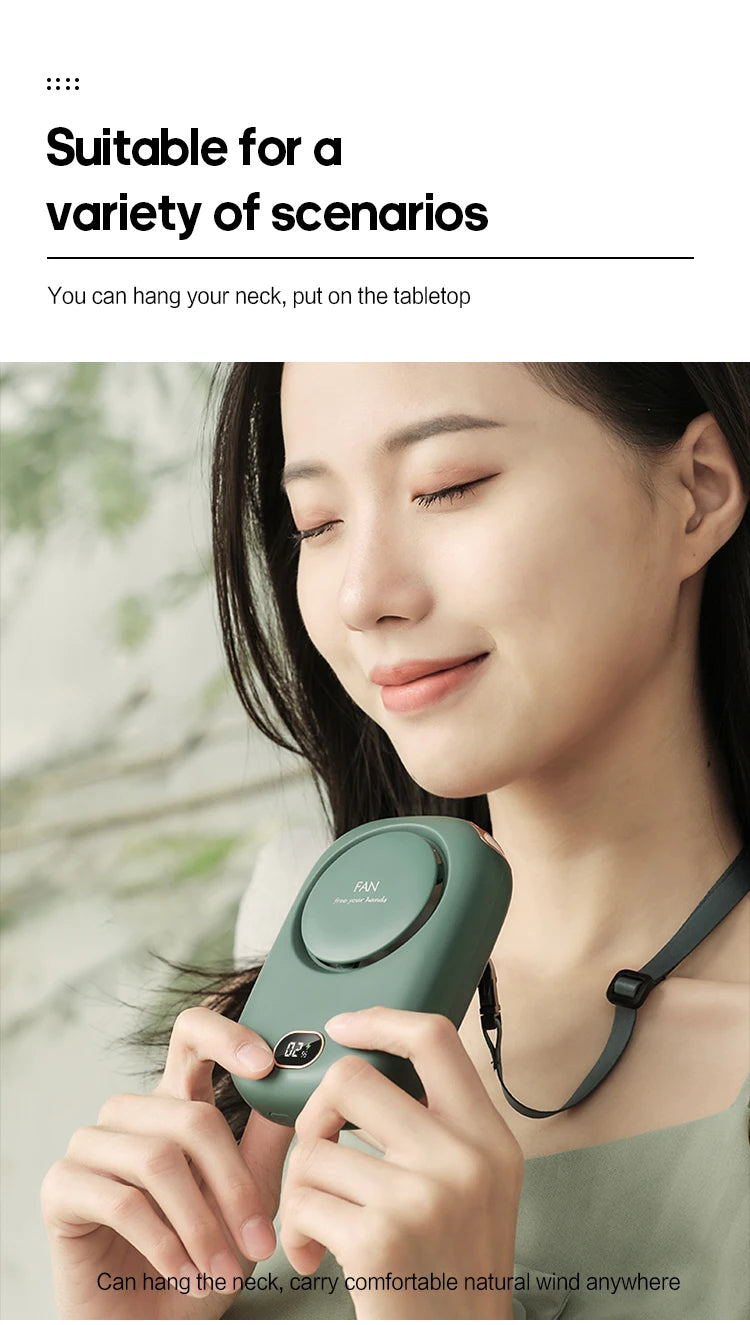 Portable Bladeless Neck Fan – Rechargeable Cooling for Outdoor Sports Travel