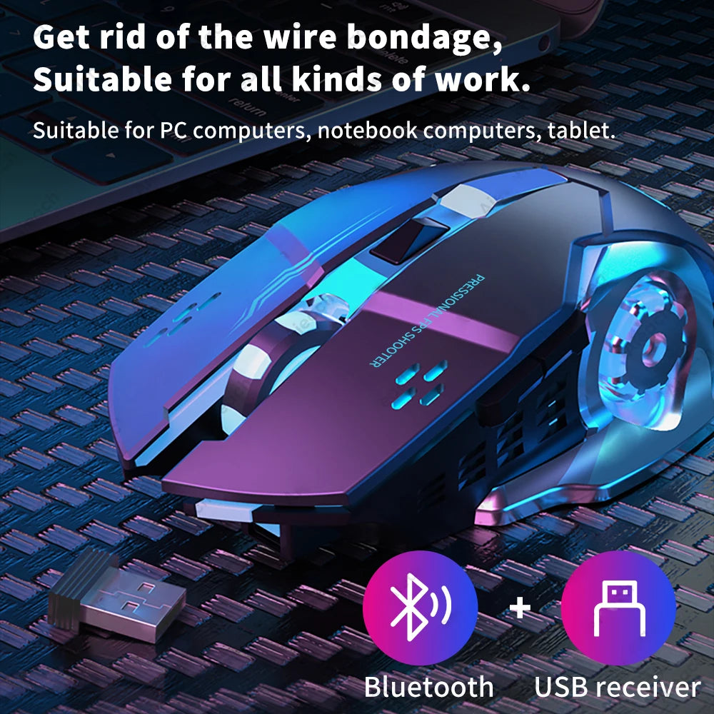 Wireless Gaming Mouse – Silent Bluetooth Mechanical PC Mouse for E-Sports
